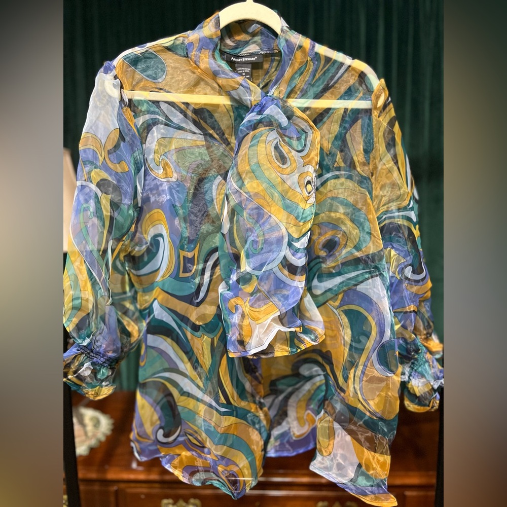 Ashley Stewart Multicolor Sheer Blouse
